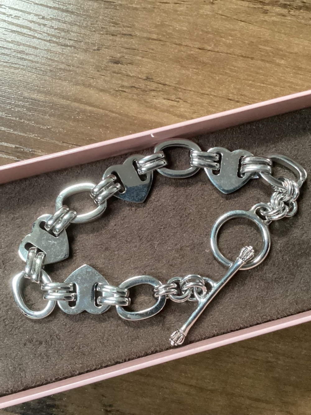 Juicy Couture Silver-tone Heart Charm Toggle Bracelet New without tag